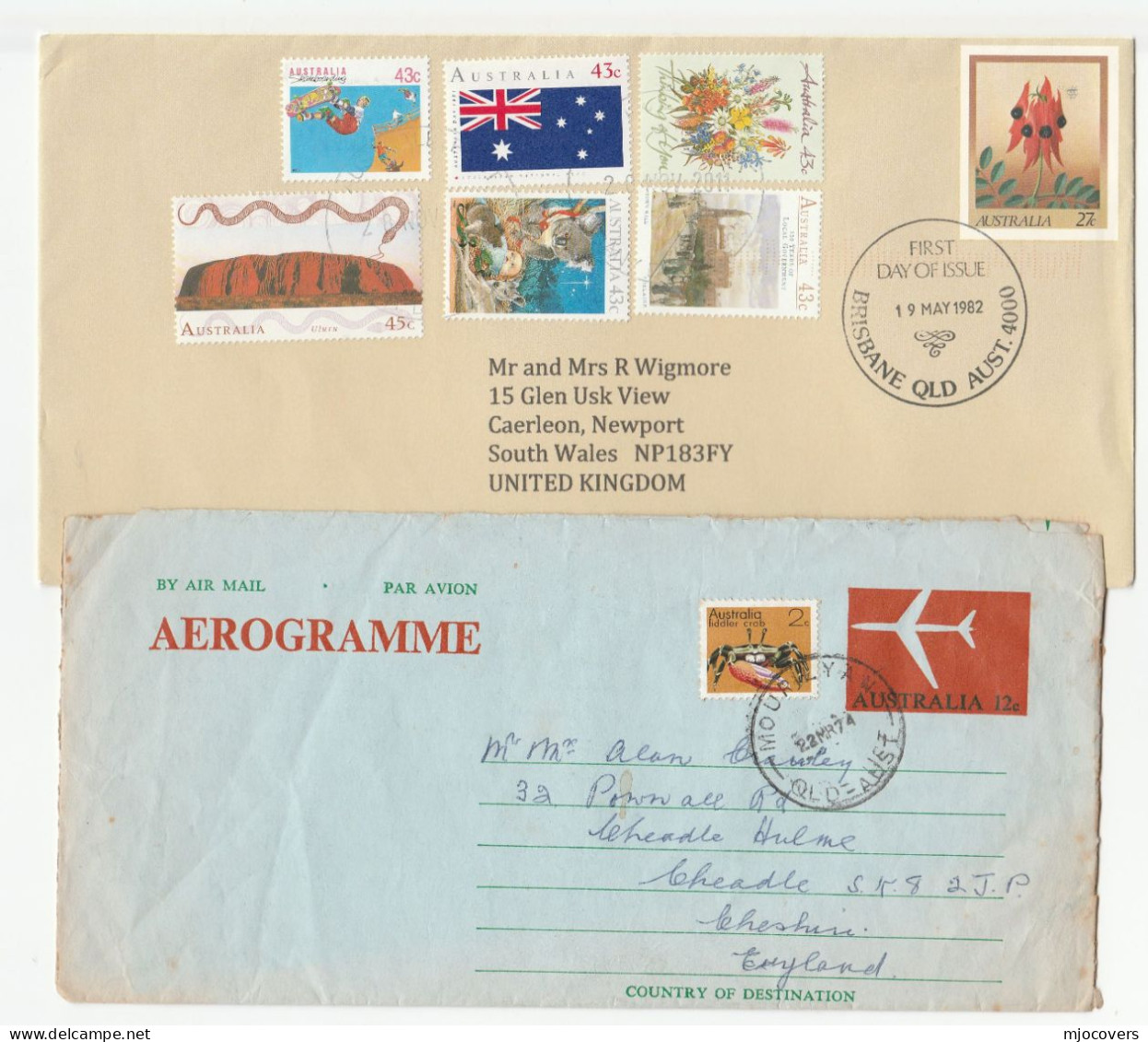 4 Diff UPRATED Australia POSTAL STATIONERY Multi Stamps COVERS  1970s -1980s Cover - Enteros Postales