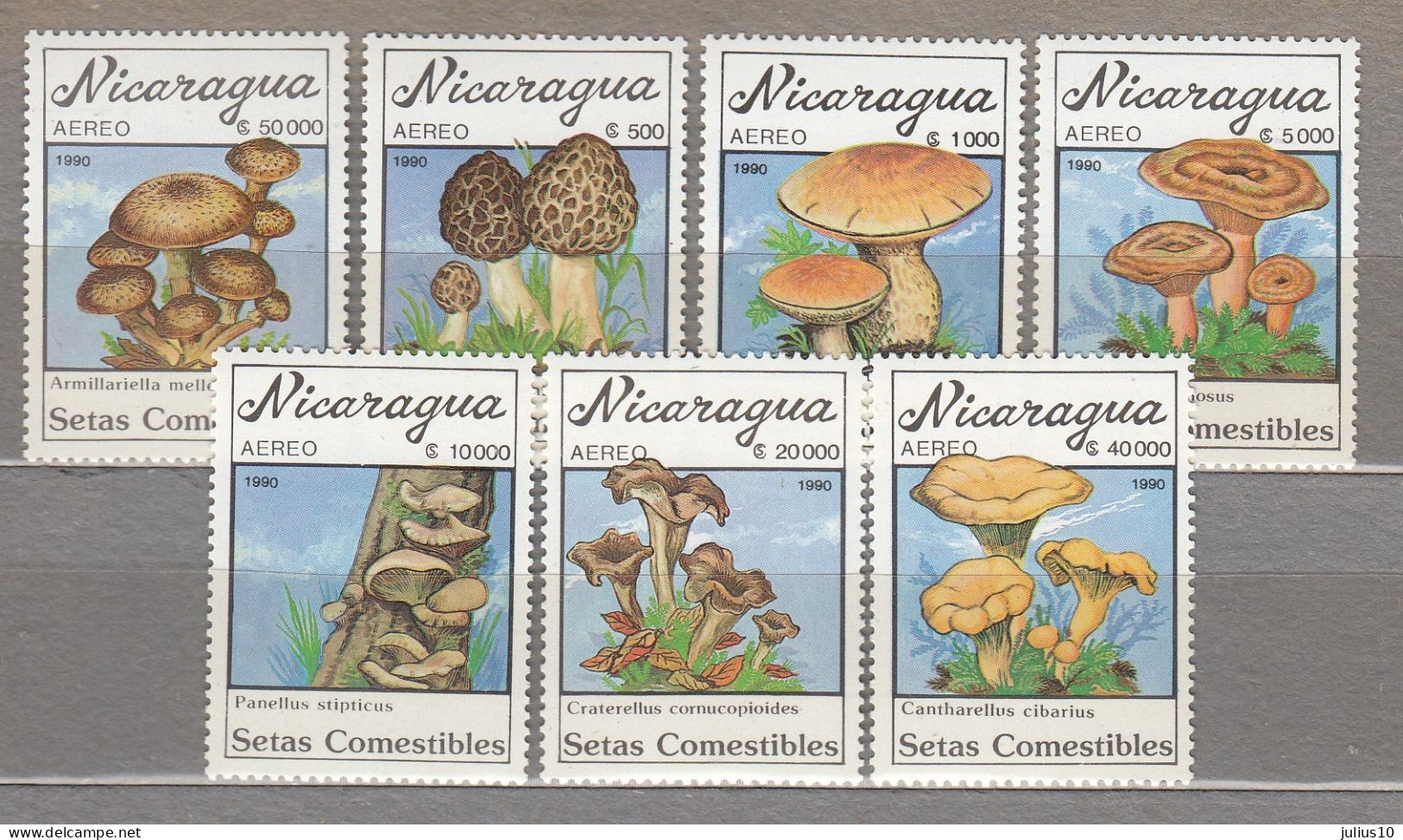 NICARAGUA 1990 Mushrooms Airmail Mi 3001-3007 MNH(**) #34078 - Nicaragua