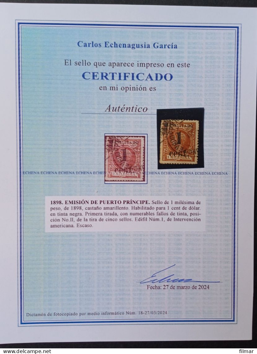 Cuba Emision De Puerto Principe N1 - Cuba (1874-1898)