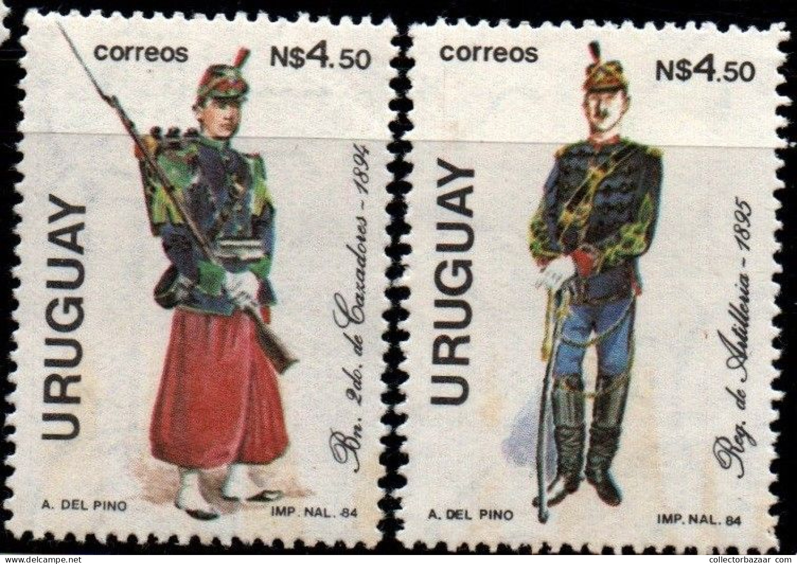 1984 Uruguay Military Uniforms Artillery Regiment 2nd Battalion  #1162 - 1163 ** MNH - Uruguay