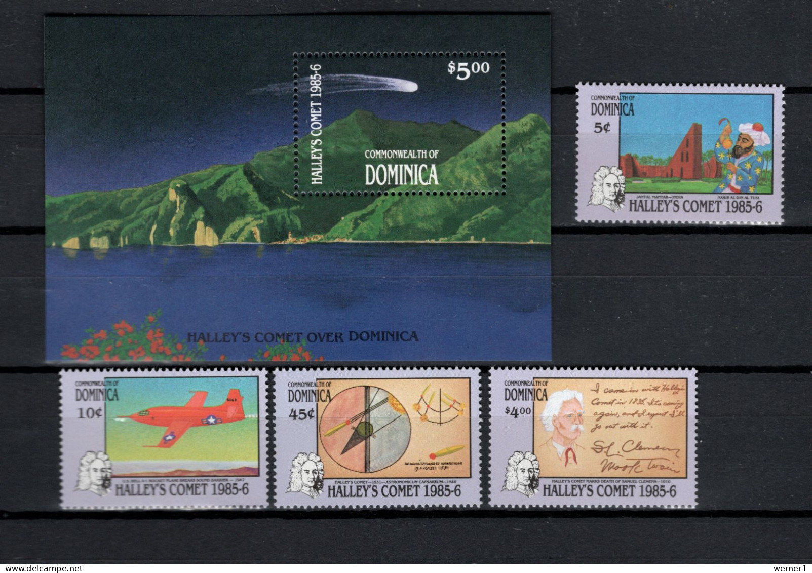 Dominica 1986 Space, Halley's Comet Set Of 4 + S/s MNH - North  America