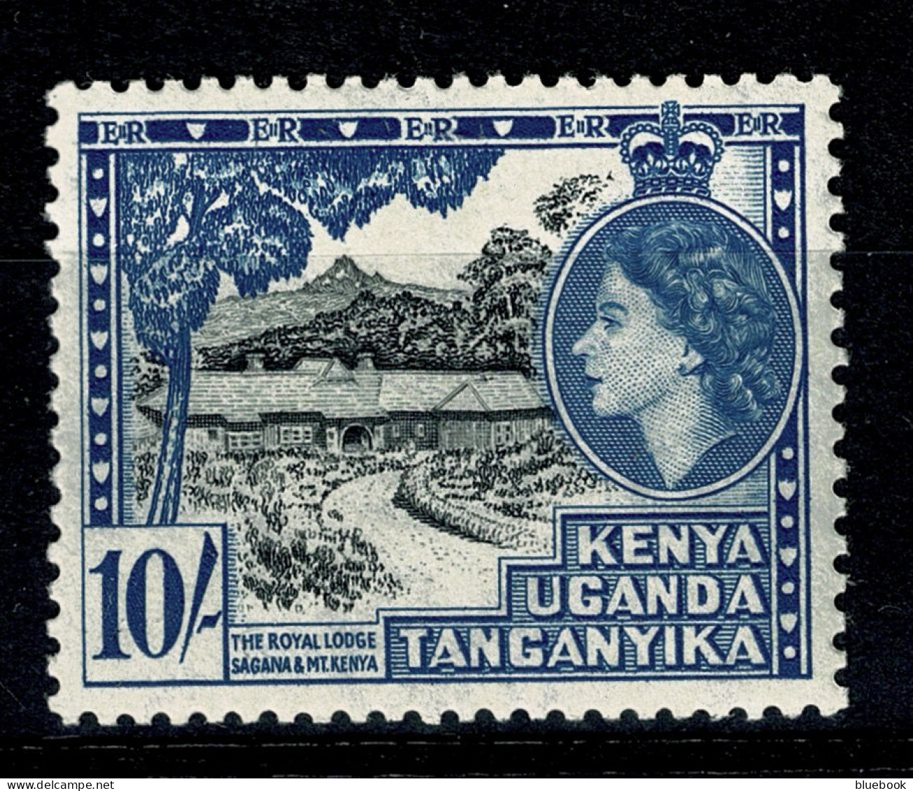 Ref 1640 - KUT Kenya Uganda & Tanganyka 1954 - 10/= Stamp - Royal Lodge - Lightly Mounted Mint SG 179 - Kenya, Uganda & Tanganyika