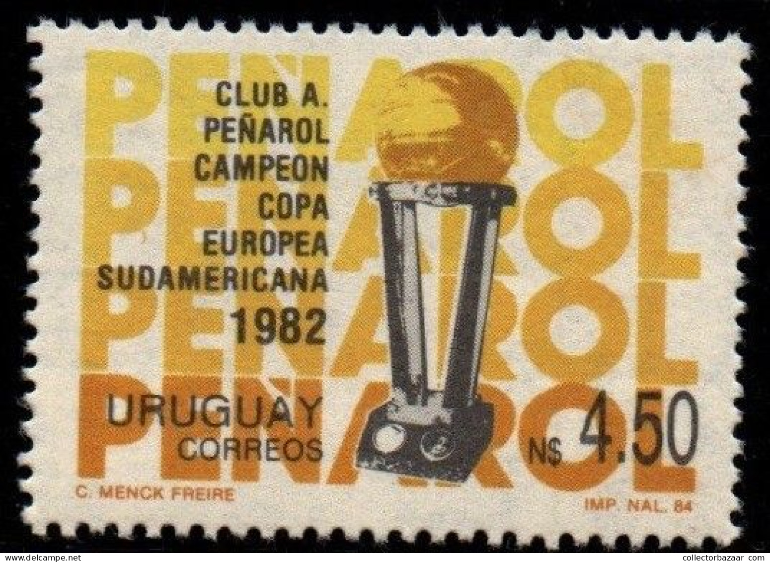 1984 Uruguay Peñarol Soccer Club Championship Trophy International #1166 ** MNH - Uruguay