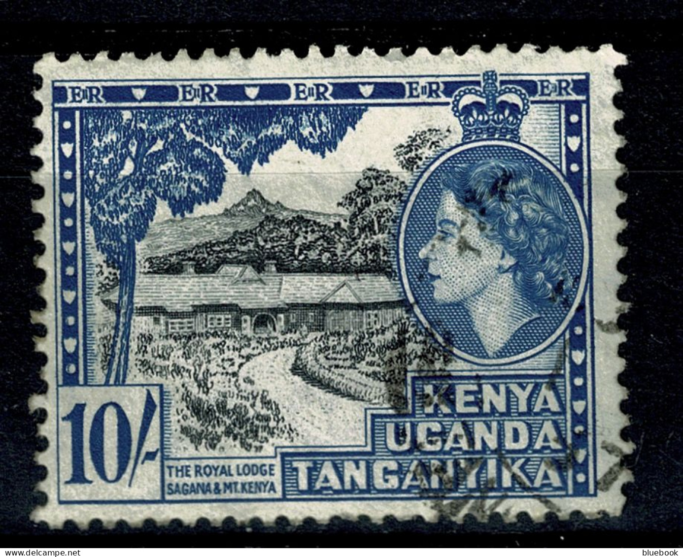 Ref 1640 - KUT Kenya Uganda & Tanganyka 1954 - 10/= Stamp - Royal Lodge - Fine Used SG 179 - Kenya, Uganda & Tanganyika