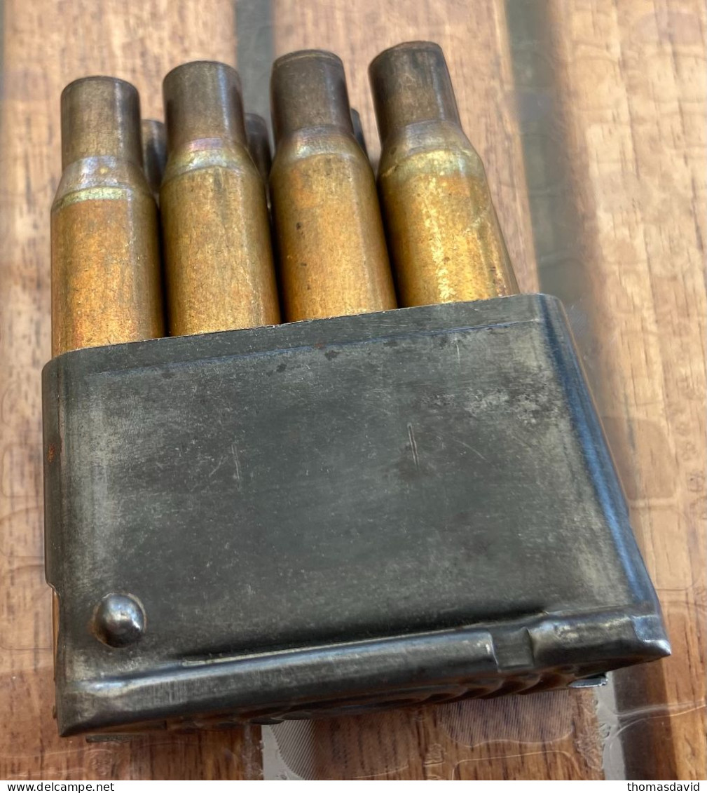 Garand 30.06 Ww2. 39-45. Un Clip De 8 Douilles 30-06 Pour Garand M1. 1942. Neutralisé. 100% Ww2. - Armas De Colección