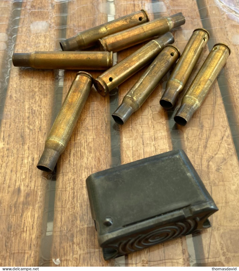 Garand 30.06 Ww2. 39-45. Un Clip De 8 Douilles 30-06 Pour Garand M1. 1942. Neutralisé. 100% Ww2. - Armas De Colección