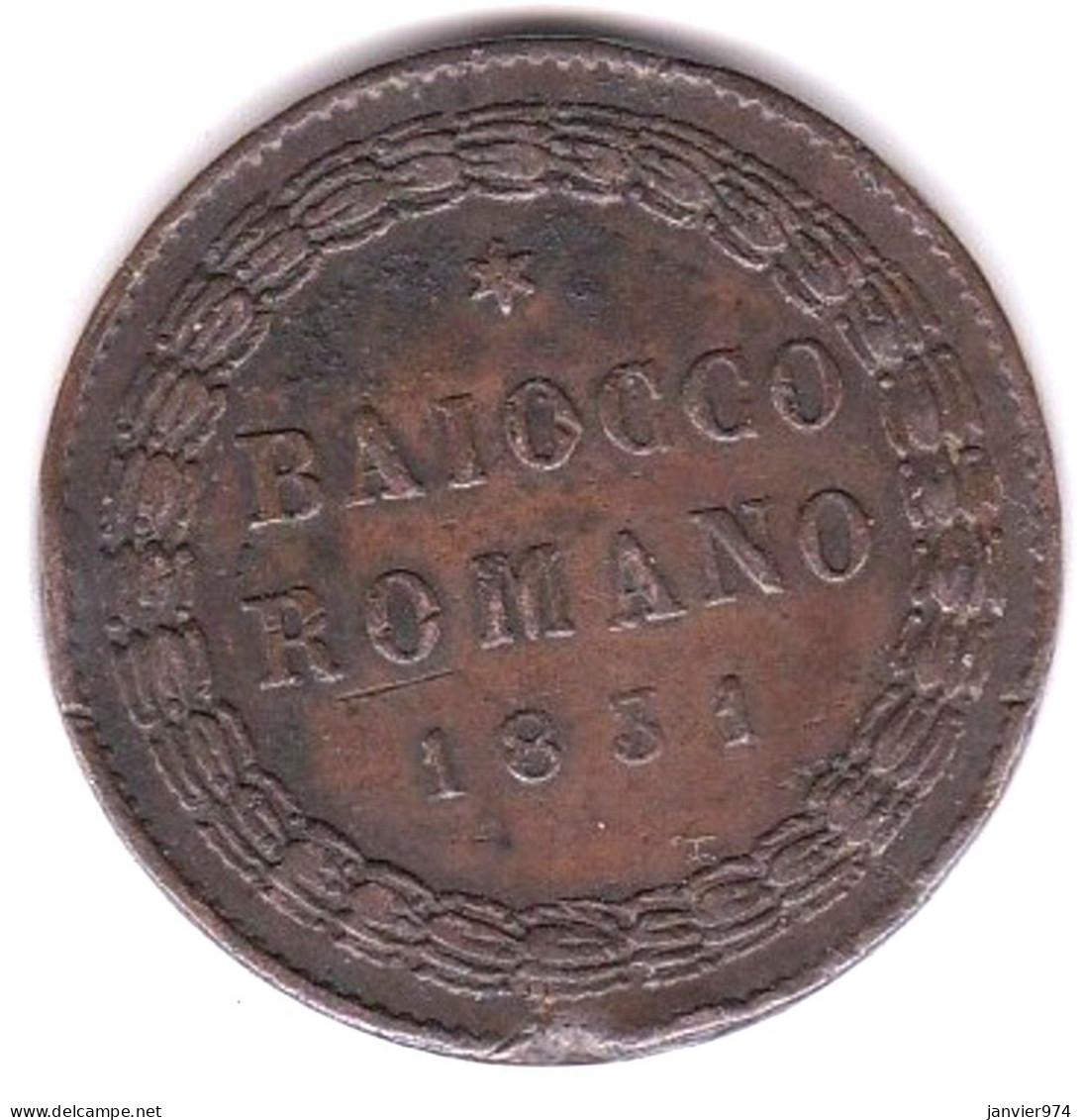 États Pontificaux  1 Baiocco Romano 1831 R An I , Grégoire XVI , En Cuivre, KM# 1314 - Vatikan