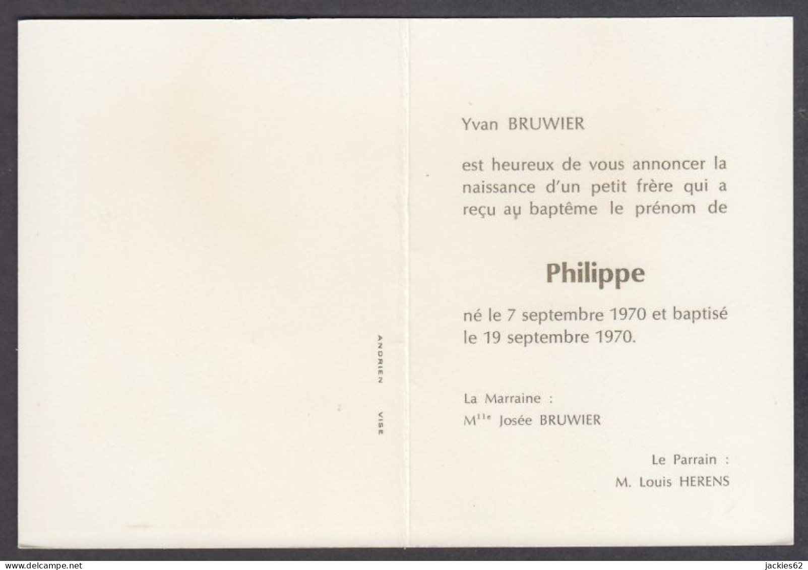 129984/ Naissance, Philippe, 7/9/1971 - Naissance & Baptême