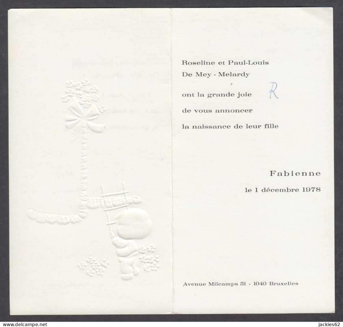 129981/ Naissance, Fabienne, Bruxelles, 1/12/1978 - Naissance & Baptême