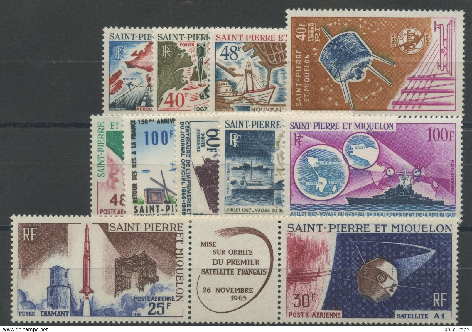 SPM Annees Completes Luxe (1965 A 1967) N 376 A 378 + PA 32 A 39 - Unused Stamps