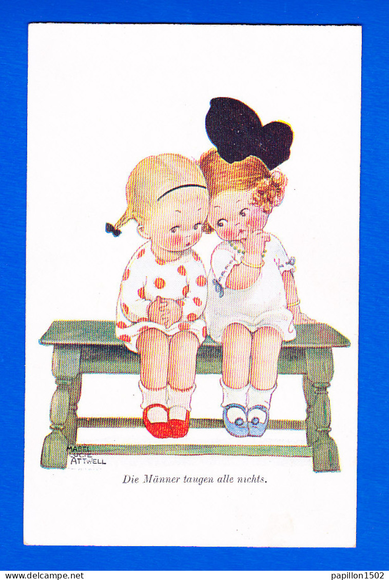 Illust-1247P213 Mabel Lucie ATTWEL, Enfants Assis Sur Un Banc, Cpa BE - Attwell, M. L.