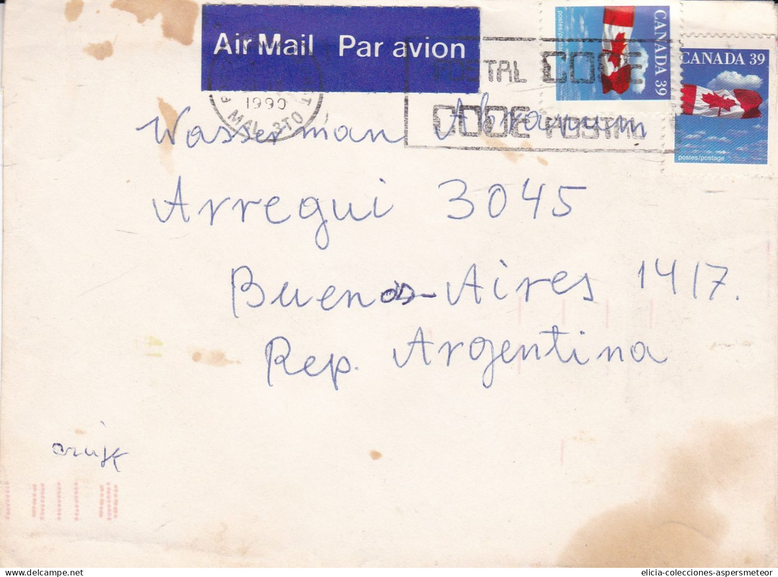 Canada - 1990 - Airmail - Letter - Sent From Ontario To Buenos Aires, Argentina - Caja 30 - Airmail