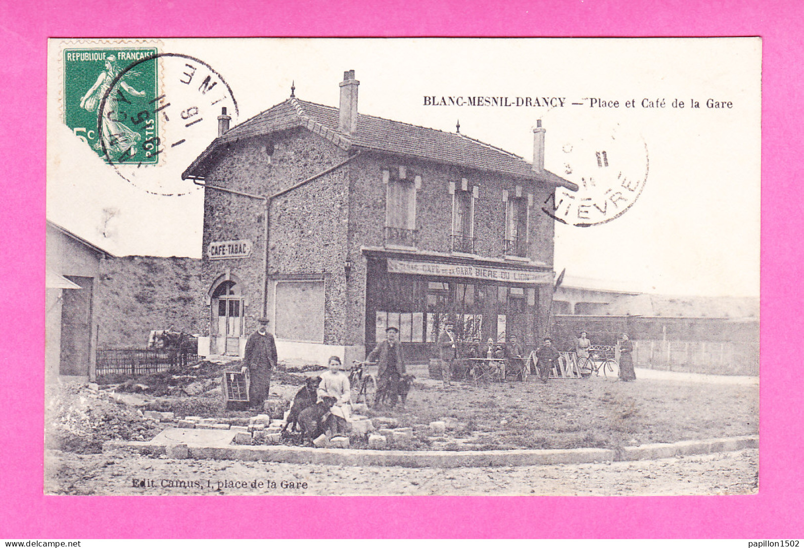 F-93-Blanc Mesnil Drancy-02Ph97  Place Et Café De La Gare, Animation, Cpa BE - Le Blanc-Mesnil