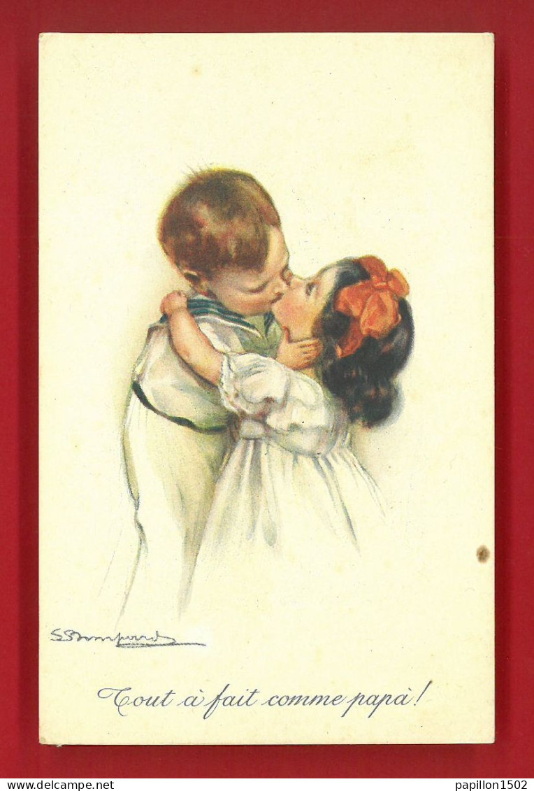 Illust-2074Ph104 Série De 5 Cpa BOMPARD, Enfants Amoureux Et Qui S'embrassent, BE - Bompard, S.