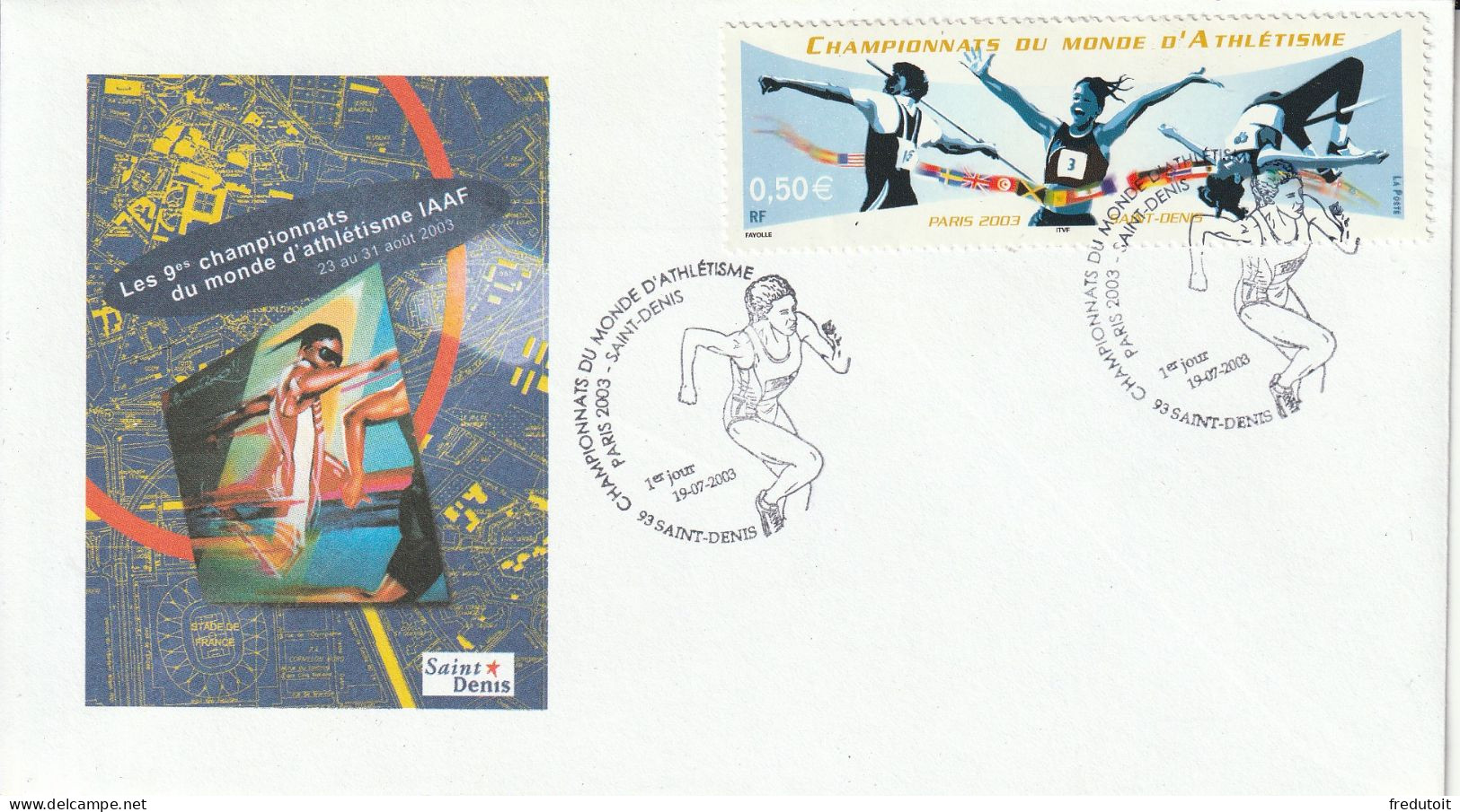 FDC - 2003 - Championnats Du Monde D'Athlétisme - 2000-2009