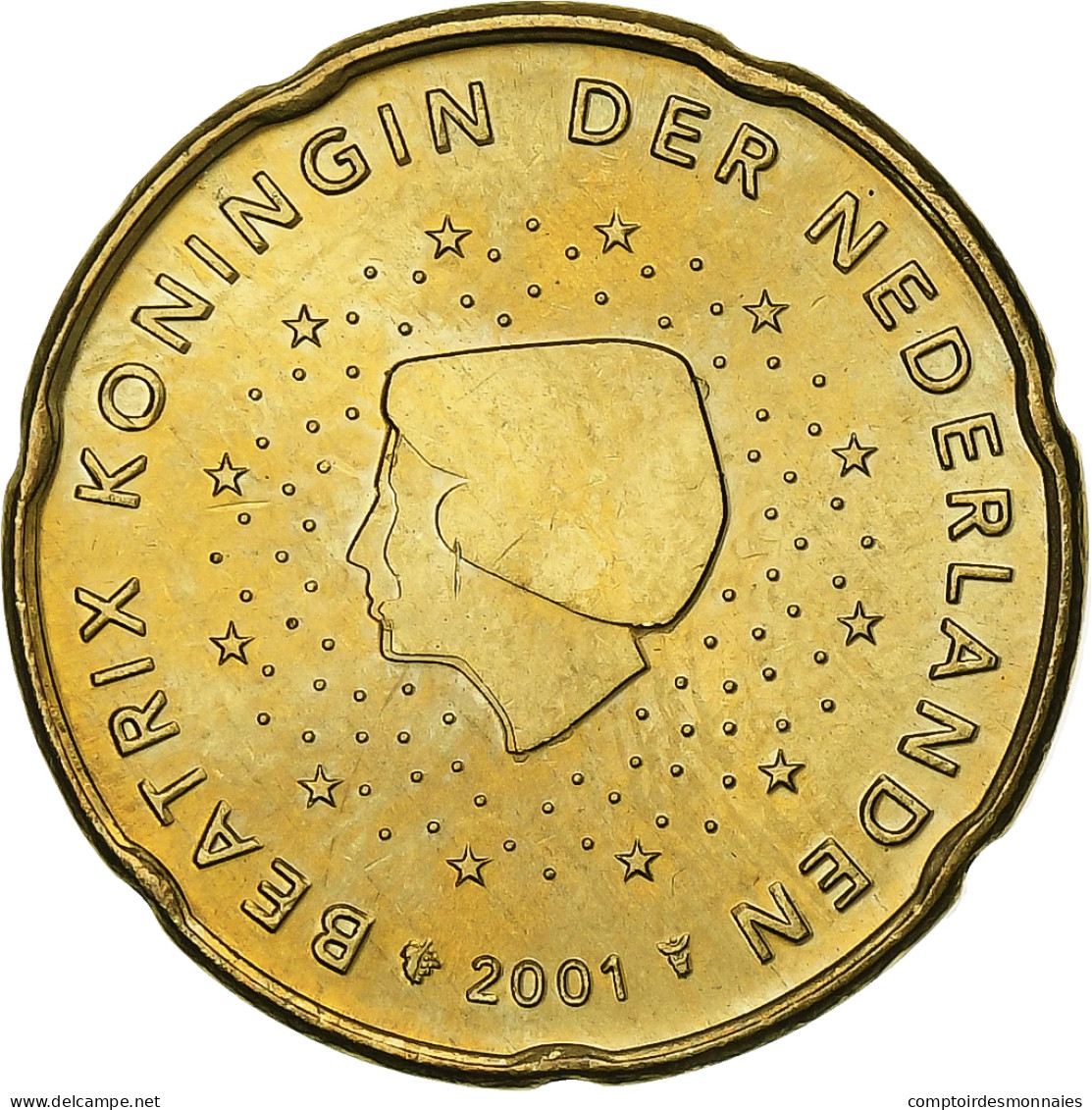 Pays-Bas, Beatrix, 20 Euro Cent, 2001, Utrecht, Laiton, SPL+, KM:238 - Nederland