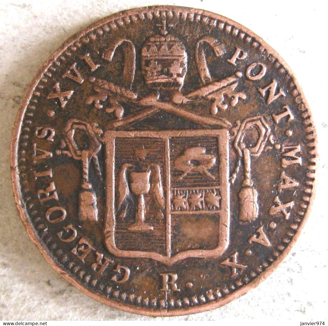 États Pontificaux  Mezzo Baiocco 1840 R An X, Grégoire XVI, En Cuivre , KM# 1319 - Vaticano (Ciudad Del)