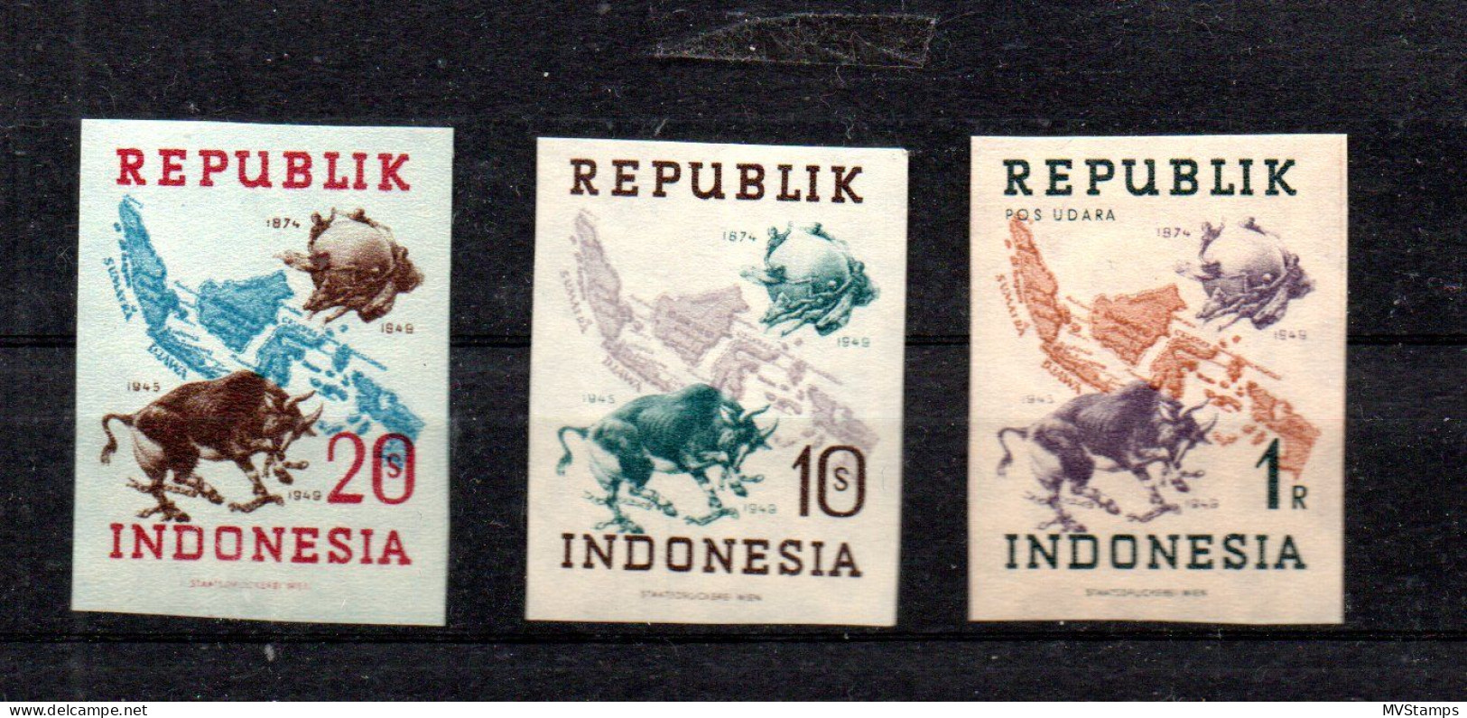 Indonesia 1949 Set Imperved Local Stamps UPU Nice MNH - Indonesia