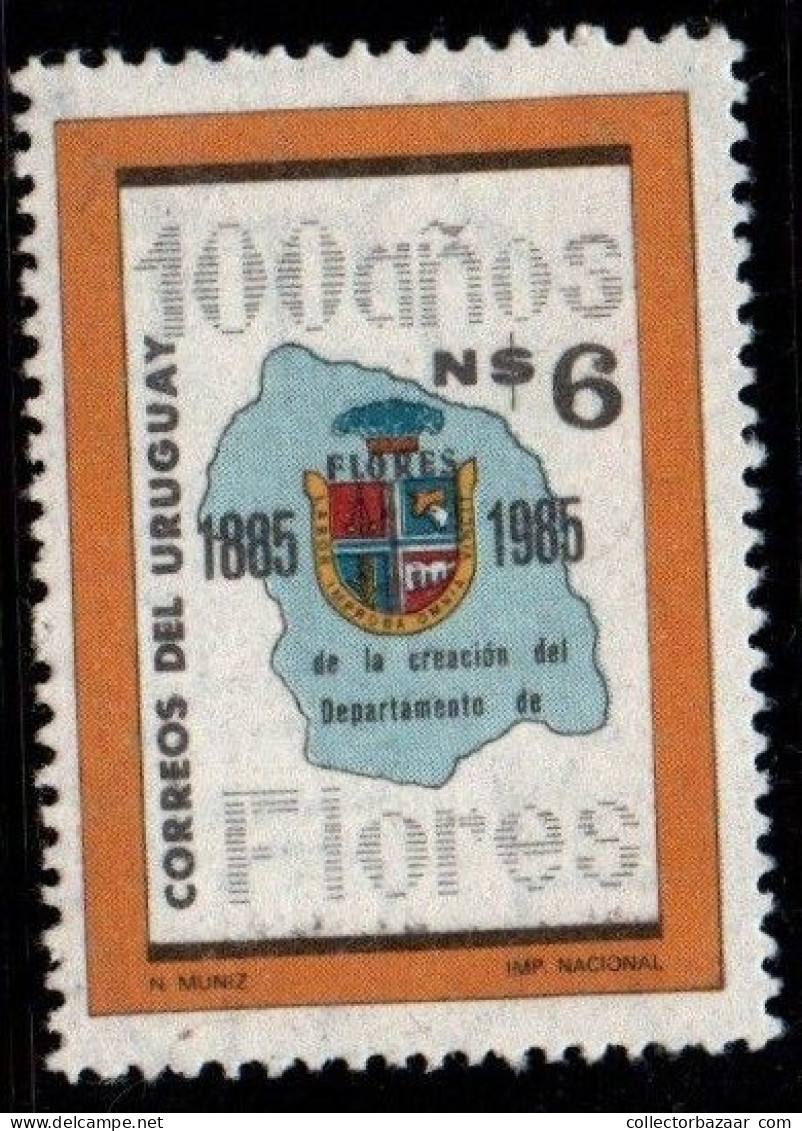 1985 Uruguay Department Of Flores Centenary Map Of Arms Of Flores #1182 ** MNH - Uruguay