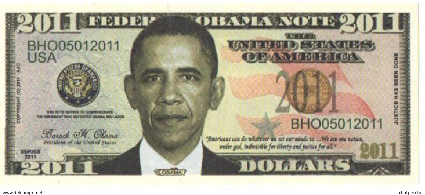 POUR COLLECTIONNEUR FAUX-BILLET FAKE TICKET 2011 DOLLARS BARACK OBAMA USA UNITED STATES OF AMERICA - Fouten