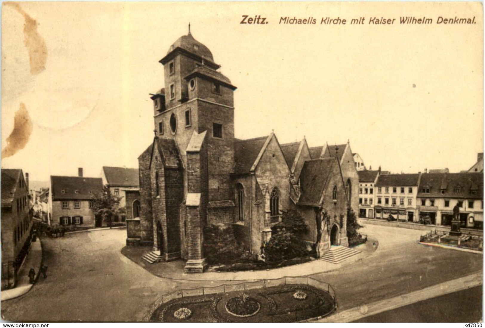 Zeitz, Michaelis Kirche Mit Kaiser Wilhelm Denkmal - Zeitz