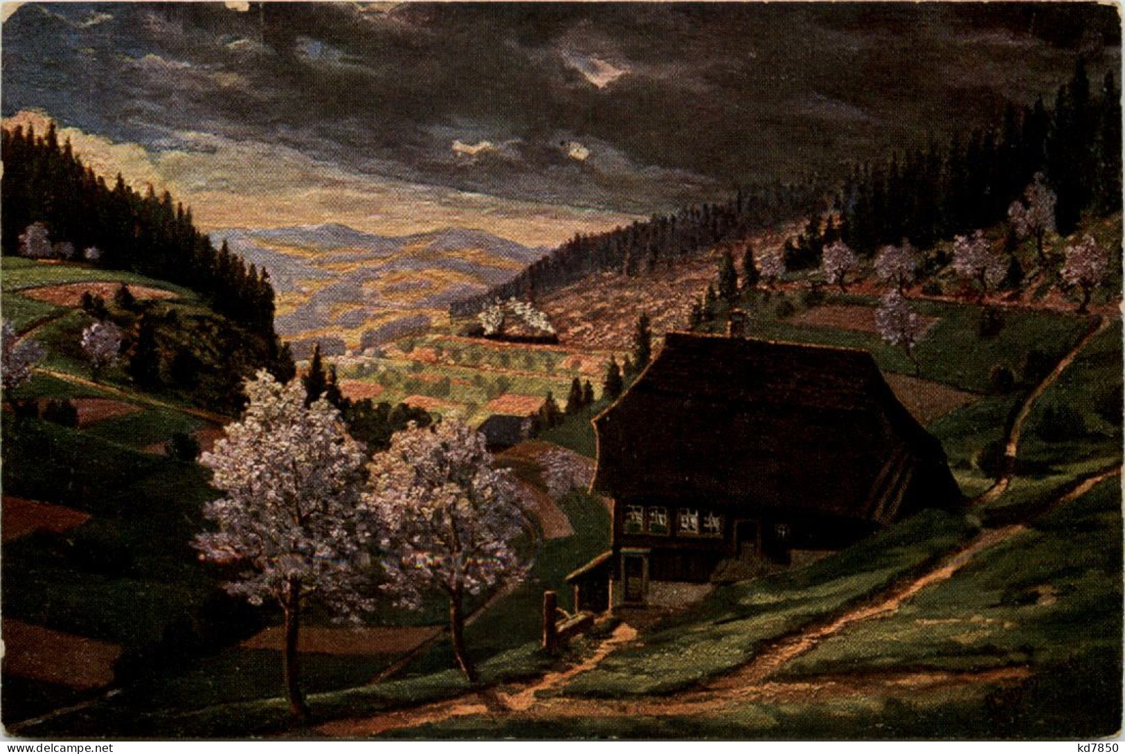 Frühling Im Schwarzwald - Aug. Simon Künstlerkarte, Nussbachtal - Villingen - Schwenningen