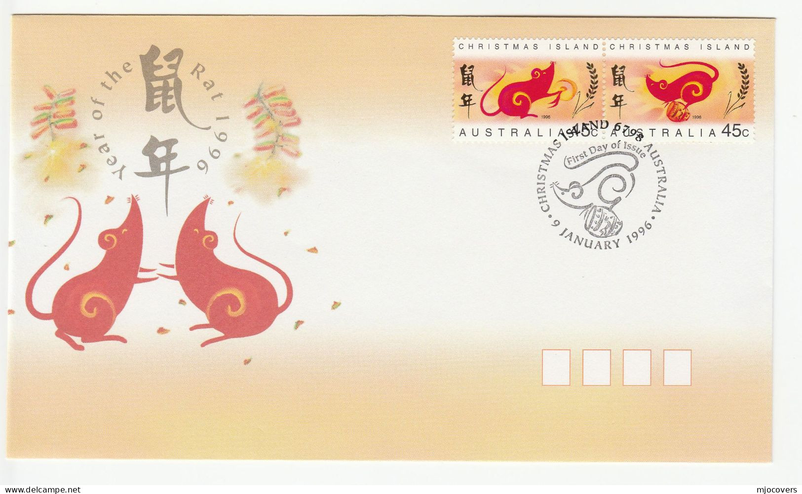 RATS  Rodent FDC CHRISTMAS ISLAND  Stamps CHINESE NEW YEAR OF RAT Cover - Roedores