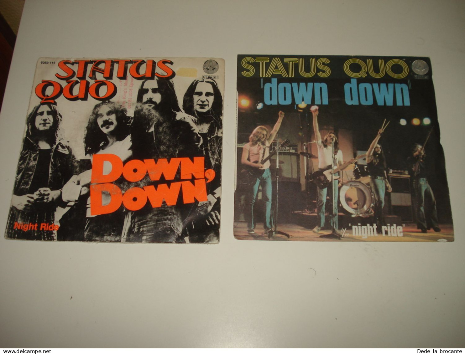 B14/  Lot De 2 SP  -  Status Quo - Down Down + Night Ride   EX/NM - Rock