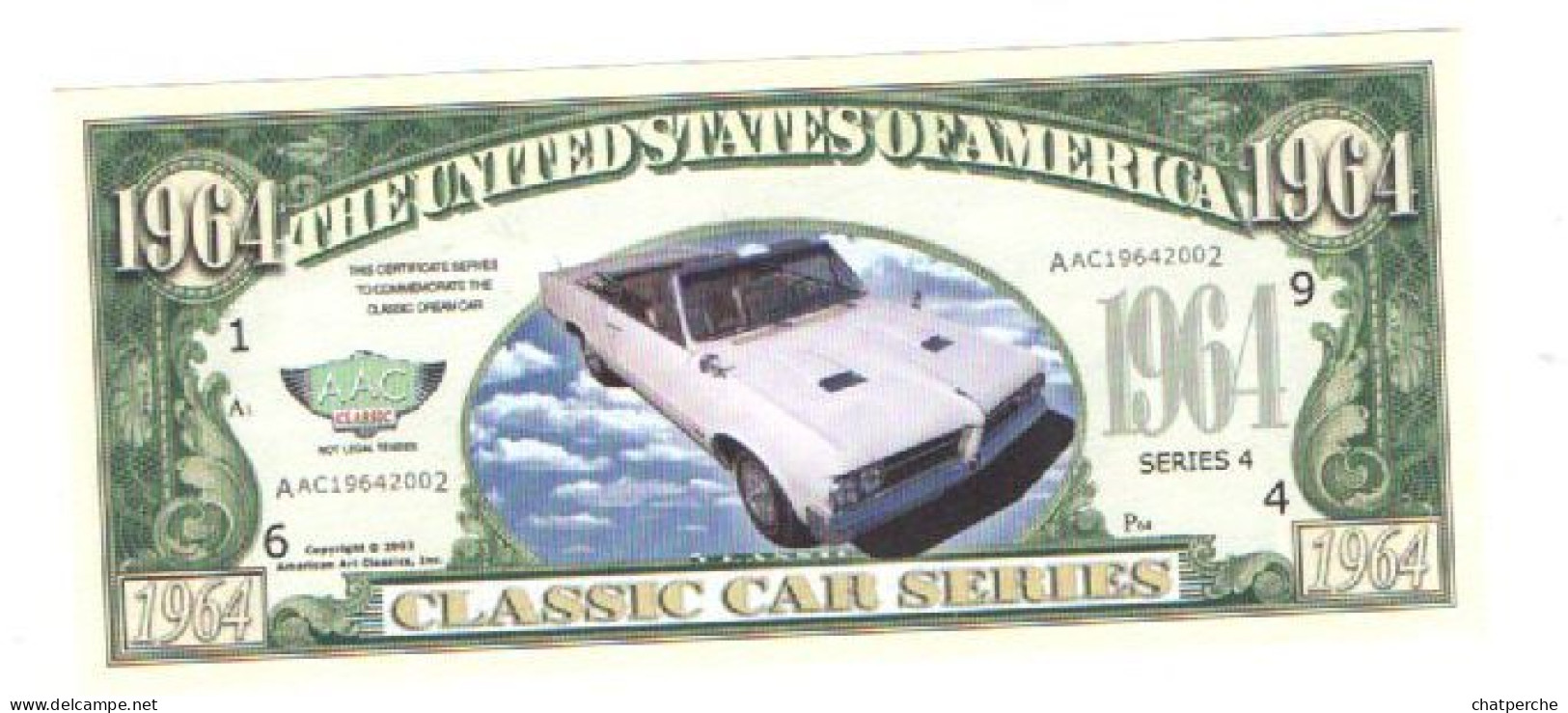 POUR COLLECTIONNEUR FAUX-BILLET FAKE TICKET SIXTY FOUR USA THE UNITED STATES OF AMERICA AUTOMOBILE - Errores