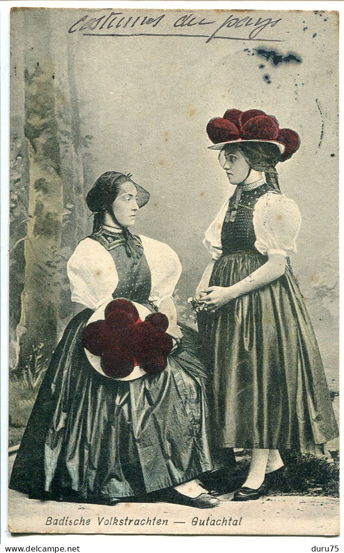 ALLEMAGNE CPA Voyagé 1912 * Badische Volkstrachten Gutachtal ( Costumes Folkloriques Badois ) Femmes - Gutach (Schwarzwaldbahn)