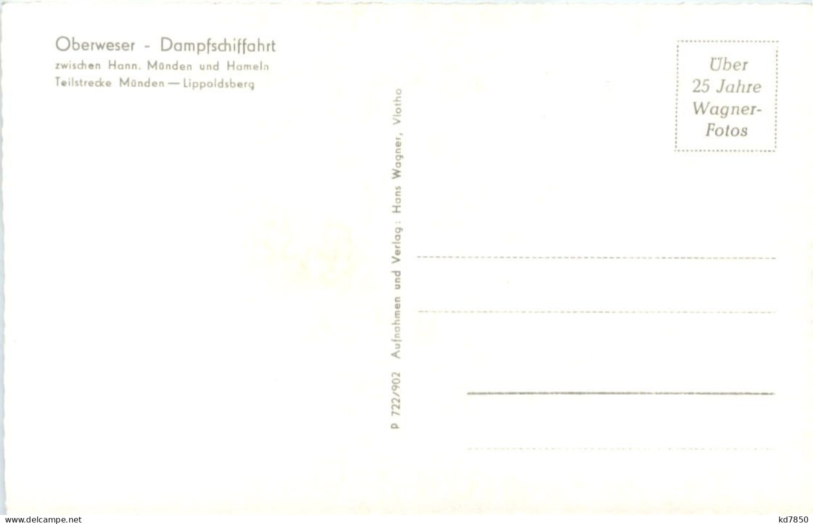 Oberweser-Fahrgastschiffahrt Zw. Hann-Münden Und Hameln - Hannoversch Muenden