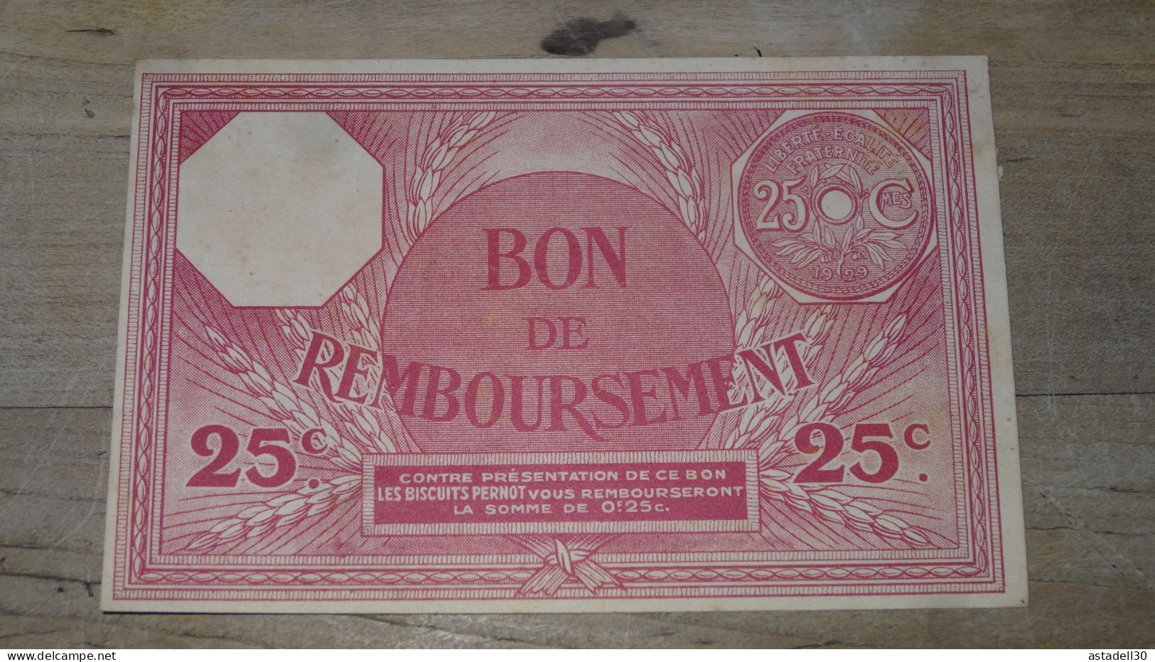 Jeton Billet - Années 20 Dijon - Bon De Remboursement 25 Centimes / Les Biscuits Pernot ....... E2-39 - Monétaires / De Nécessité