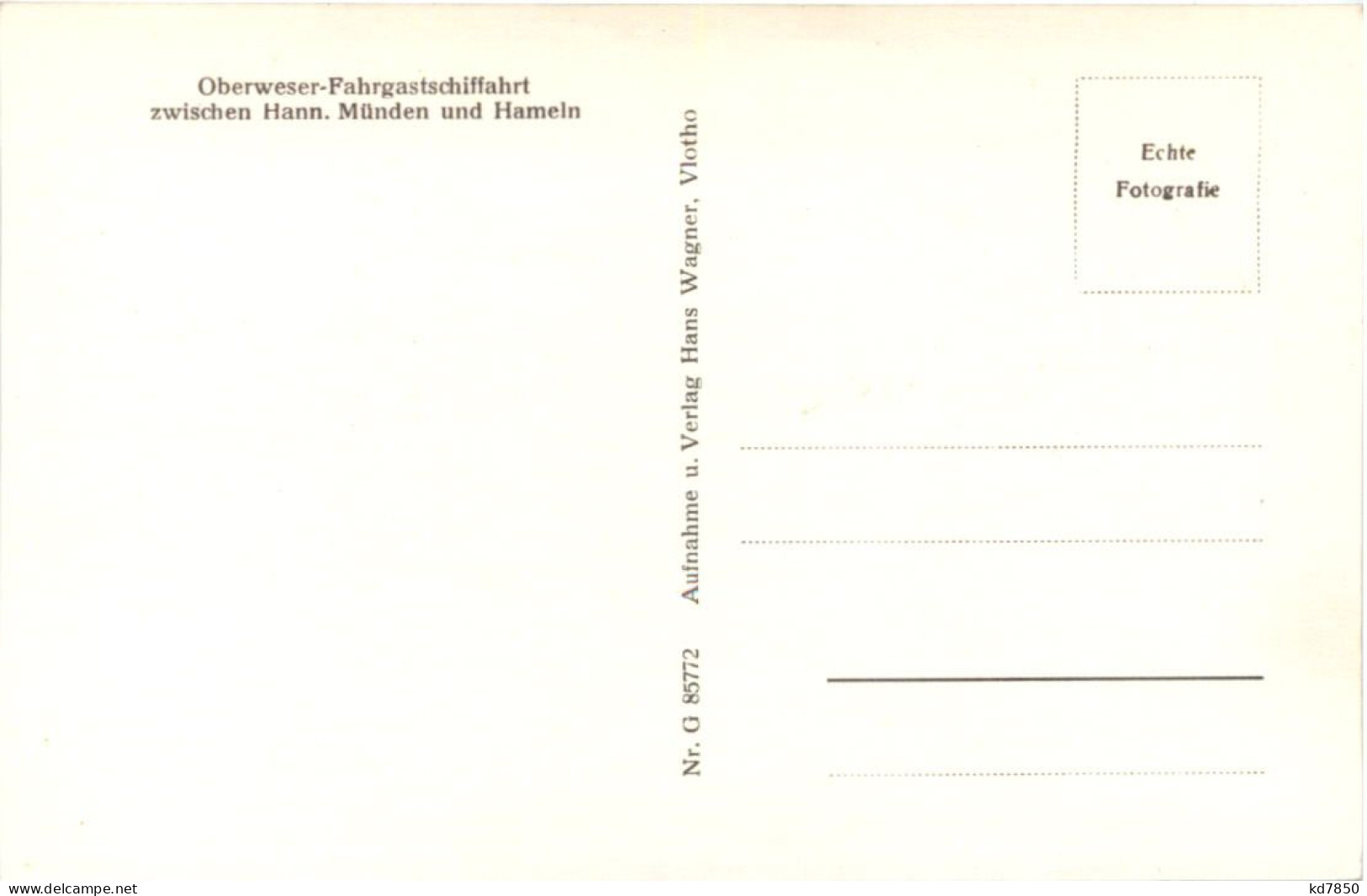 Oberweser-Fahrgastschiffahrt Zw. Hann-Münden Und Hameln - Hannoversch Muenden