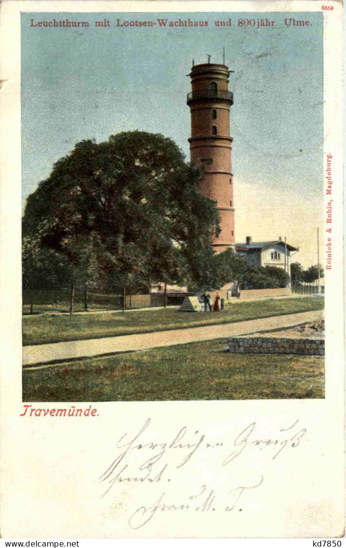 Travemünde, Leuchttutm Mit Lootsen-Wachthaus Und 800 Jähr. Ulme - Lübeck-Travemünde