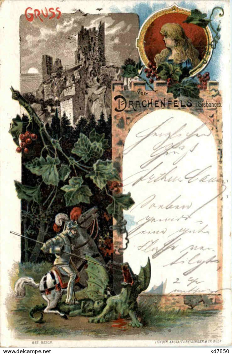 Gruss Vom Drachenfels - Litho - Koenigswinter