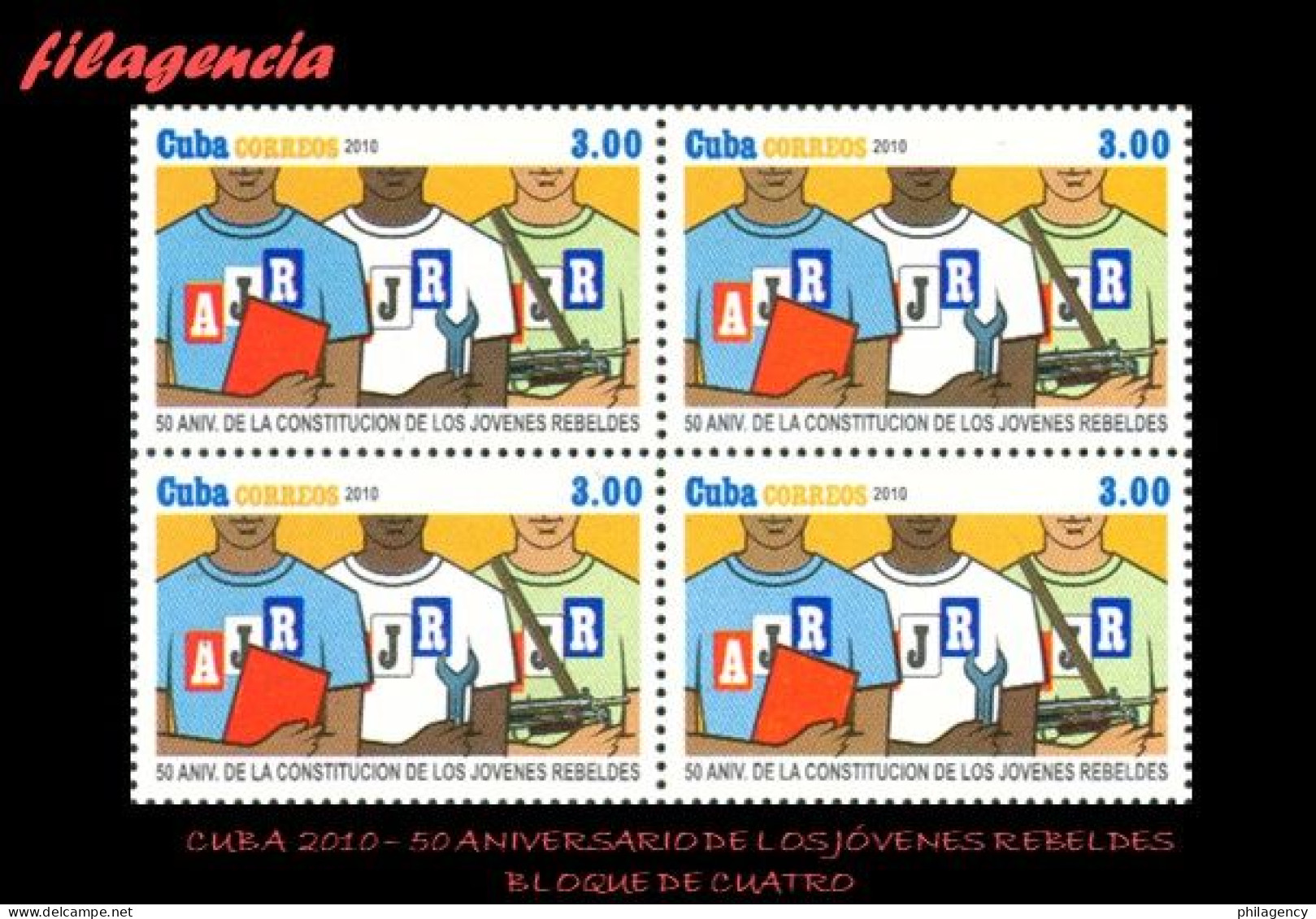CUBA. BLOQUES DE CUATRO. 2010-05 50 ANIVERSARIO DE LA ASOCIACIÓN DE JÓVENES REBELDES - Unused Stamps