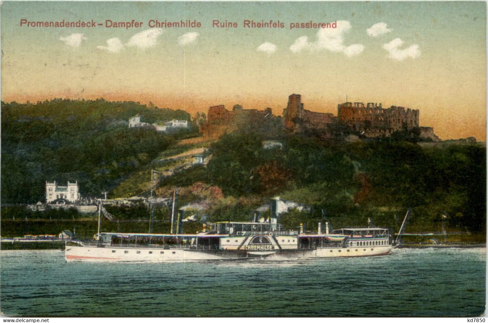 Ruine Rheinfels, Promenadendeck - Dampfer Chriemhilde - St. Goar