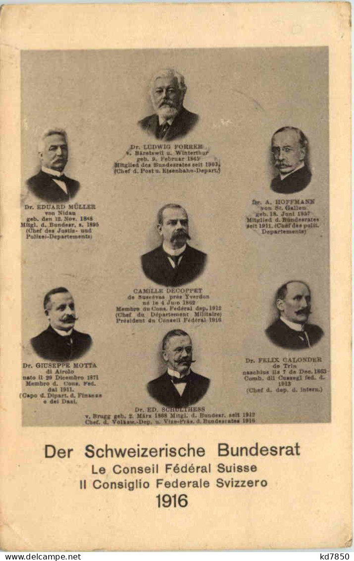 Der Schweizerische Bundesrat 1916 - Partidos Politicos & Elecciones