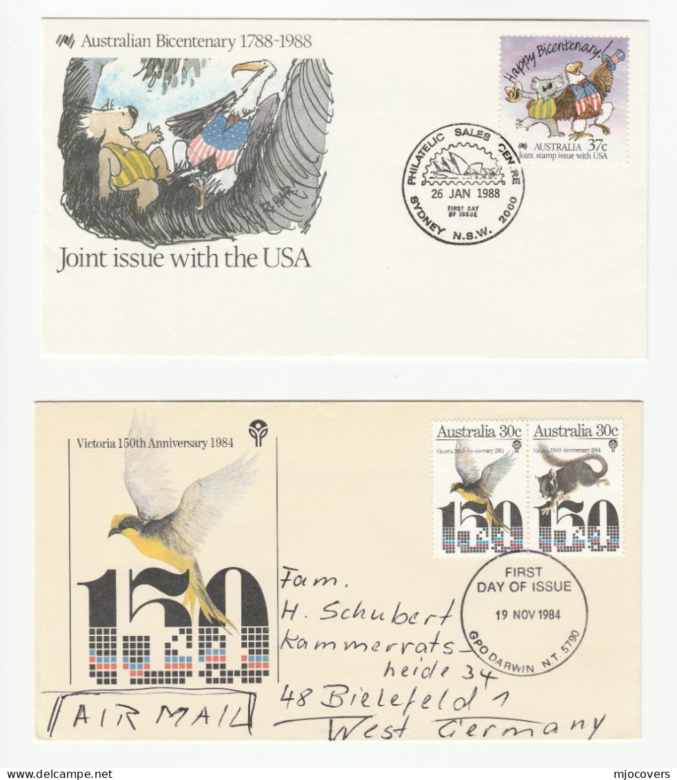 BIRDS  4 Diff Multi Stamps FDCs Australia 1970s-80s Bird Cover Fdc - Sobre Primer Día (FDC)