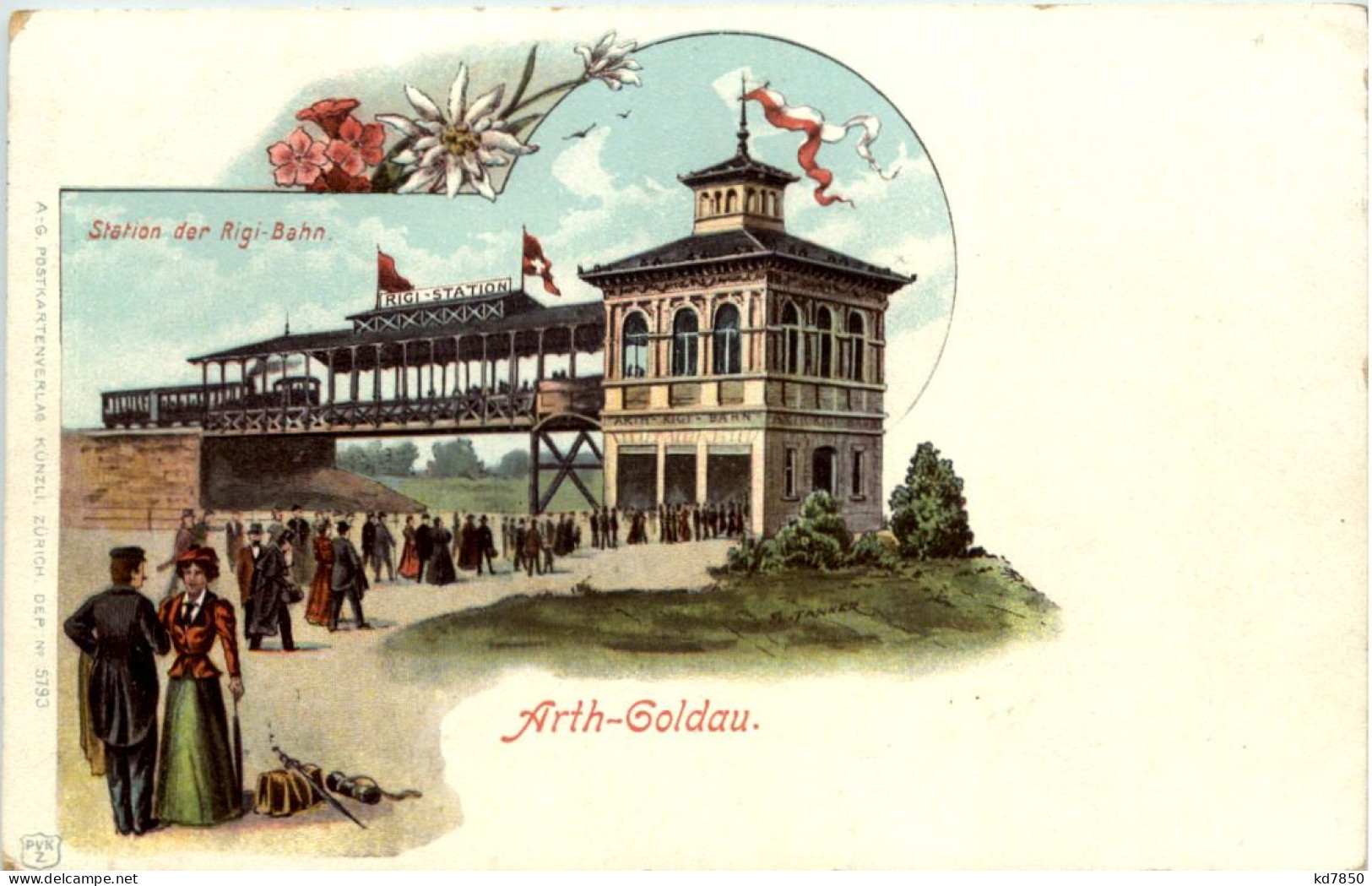 Arth-goldau - Station Der Rigi Bahn - Litho - Arth