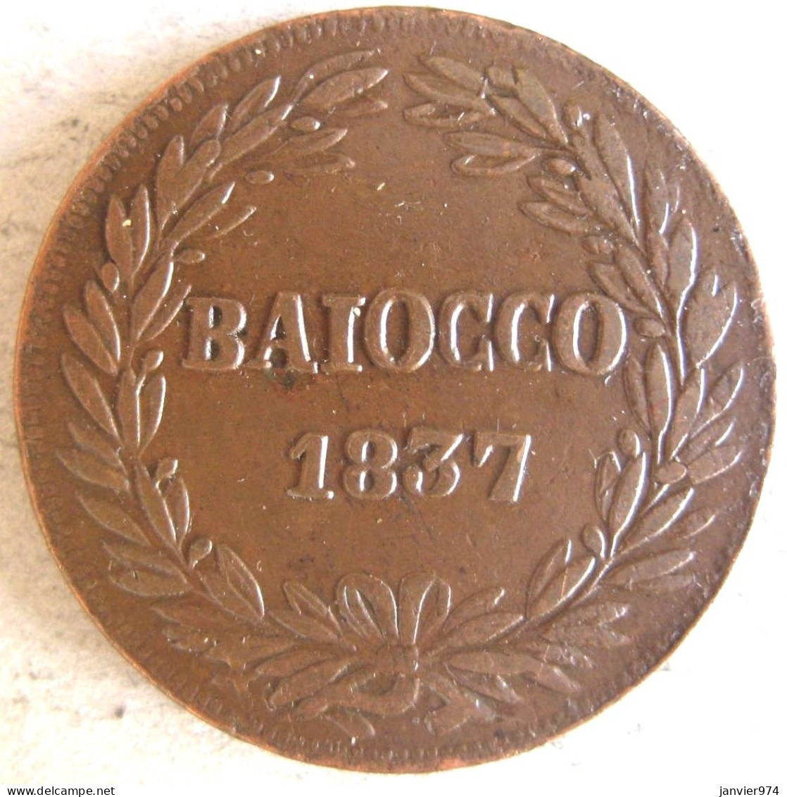 États Pontificaux  1 Baiocco 1837 B Bologne An VII, Grégoire XVI, En Cuivre , KM 1320 - Vaticaanstad