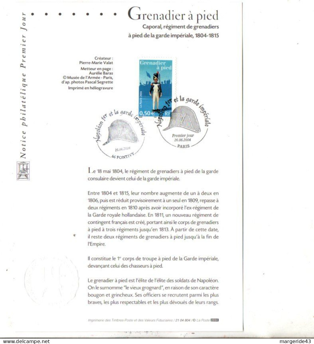 DOCUMENT FDC 1994 NAPOLEON - GRENADIER A PIED - 2000-2009