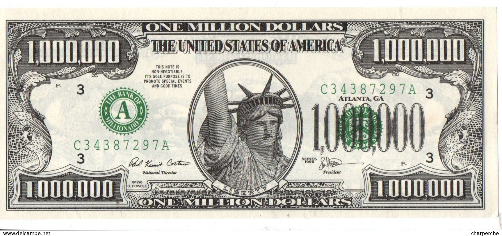 POUR COLLECTIONNEUR FAUX-BILLET FAKE 1.000.000 ONE MILLION DOLLARS STATUE DE LA LIBERTE USA THE UNITED STATES OF AMERICA - Errors