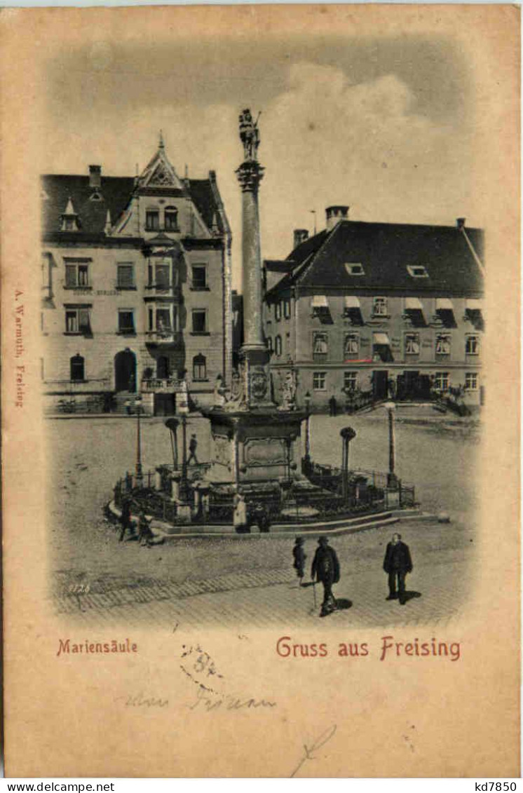 Gruss Aus Freising - Mariensäule - Prägekarte - Freising