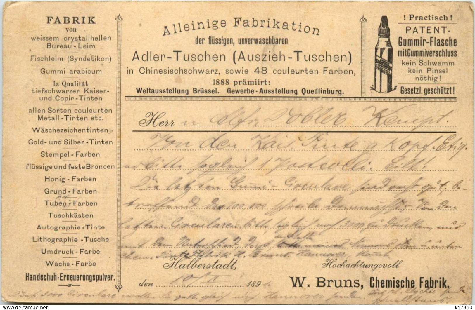 Halberstadt - Adler Tuschen Gelaufen 1891 - Halberstadt