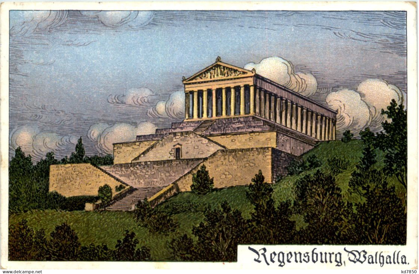 Regensburg - Walhalla - Künstler AK - Regensburg