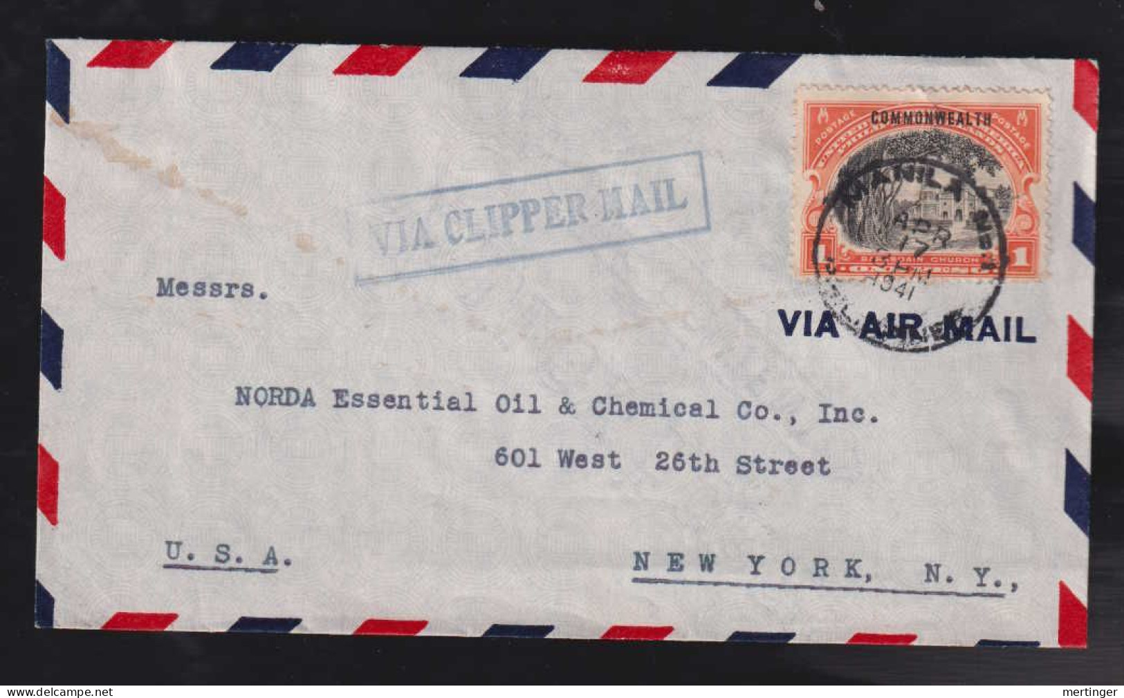 USA Philippines 1941 Airmail Cover 1P MANILA X NEW YORK - Philippines