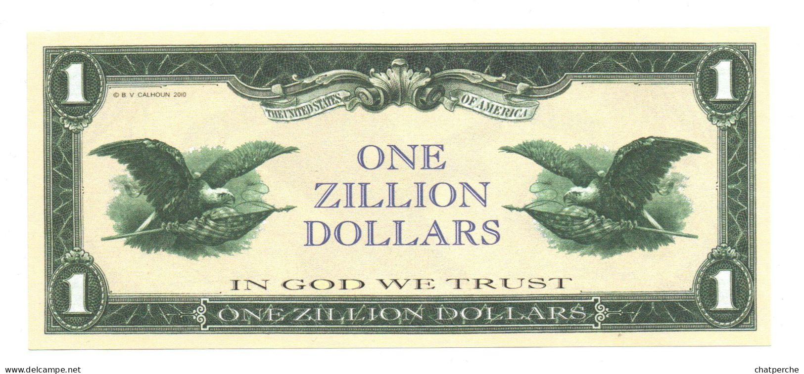 POUR COLLECTIONNEUR FAUX-BILLET FAKE ONE ZILLION DOLLARS AIGLE USA THE UNITED STATES OF AMERICA - Errori