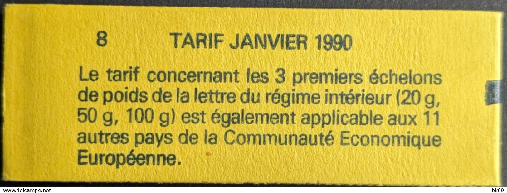 Variété 2614 C2 Conf. 8 Date 7/ 30.11.89 Texte Bleu-Vert (pas Noir) Carnet Fermé Briat 2.30F - Modernes : 1959-...