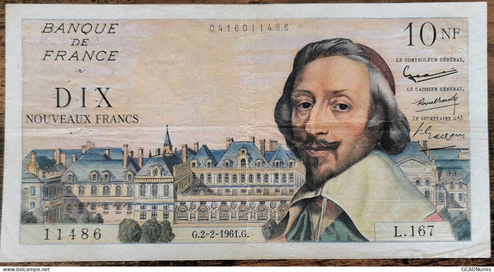Billet 10 Nouveaux Francs RICHELIEU 2 - 2 - 1961 France L.167 - 10 NF 1959-1963 ''Richelieu''